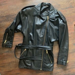 Andrew Marc belted leather jacket